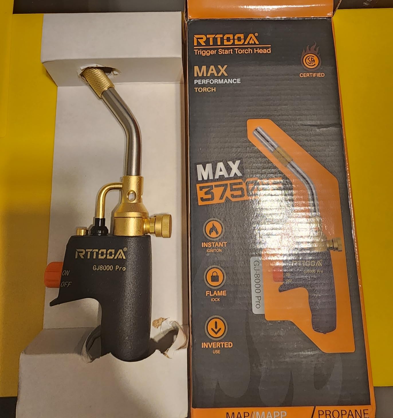 RTTOOA Propane Torch Head, GJ-8000pro High Intensity Torch Head, Trigger Start Gas Torch Kit for Propane, Pencil Flame Welding Torch Fuel by Mapp/Map/Propane, Soldering, Cooking（CSA Certified) customer photo 2