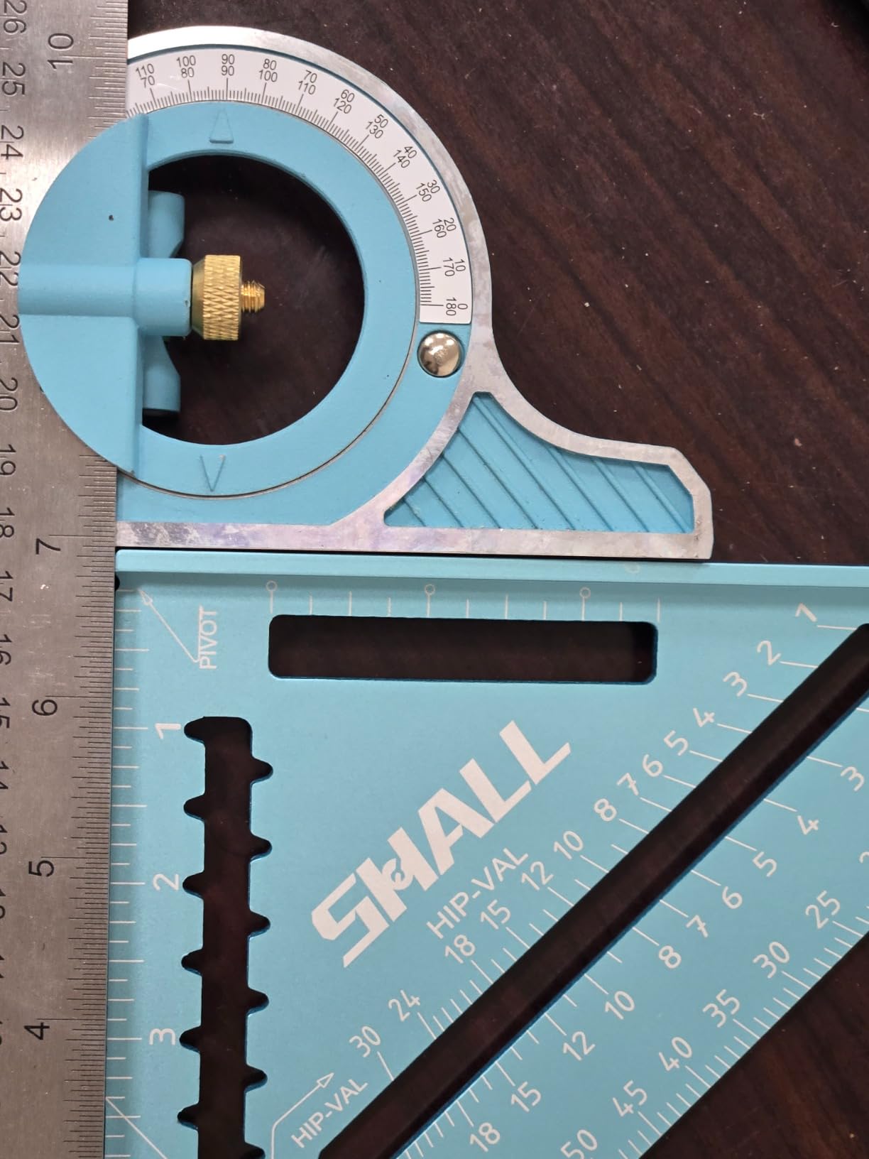 SHALL Rafter Square & Combination Square Tool Set, 7 Inch Aluminium-Alloy Carpenter Square & 16 Inch Zinc-Alloy Woodworking Framing Combo w/Stainless Steel Ruler, 2 Carpentry Pencils, Scriber customer photo 2