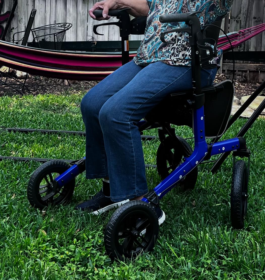 ELENKER All-Terrain Rollator Walker with Non-Pneumatic Tire 12” Front Wheels, Compact Folding Design for Seniors, Red customer photo 2