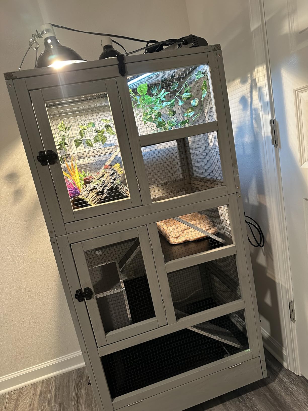 Aivituvin Chinchilla Cage Large Rolling Small Animal Cage for Adult Rats, 4 Level Ferret Cage Hutch for Ferret Bunny Indoor- Deluxe Home for Pets (Grey) customer photo 1