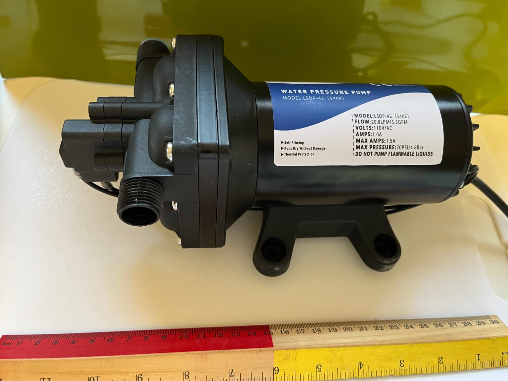 Tdrsuper Water Pressure Booster Pump, 110V AC Water Diaphragm Pump, 5.5GPM 75PSI with Power Plug, Self Priming RV Water Pump for Home Kitchen Bathroom RV Marine Yacht Garden Hose Black customer photo 2