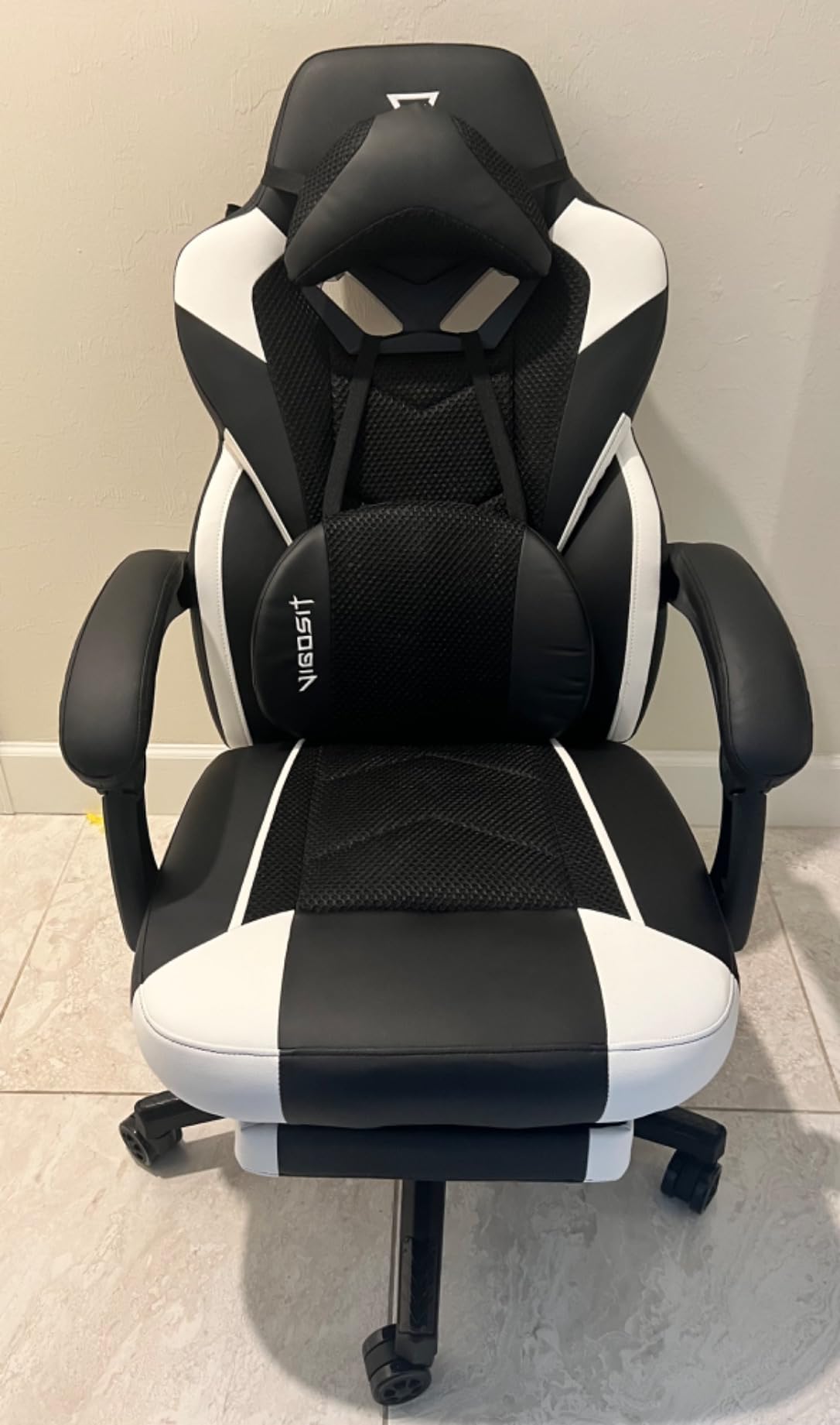 Vigosit Gaming Chair PRO, Ergonomic Gaming Chairs for Adults Heavy People, Massage Reclining Office Desk Computer Chair with Footrest and Lumbar Support, Big Tall Mesh Gamer Chair with Cushion (Black) customer photo 1