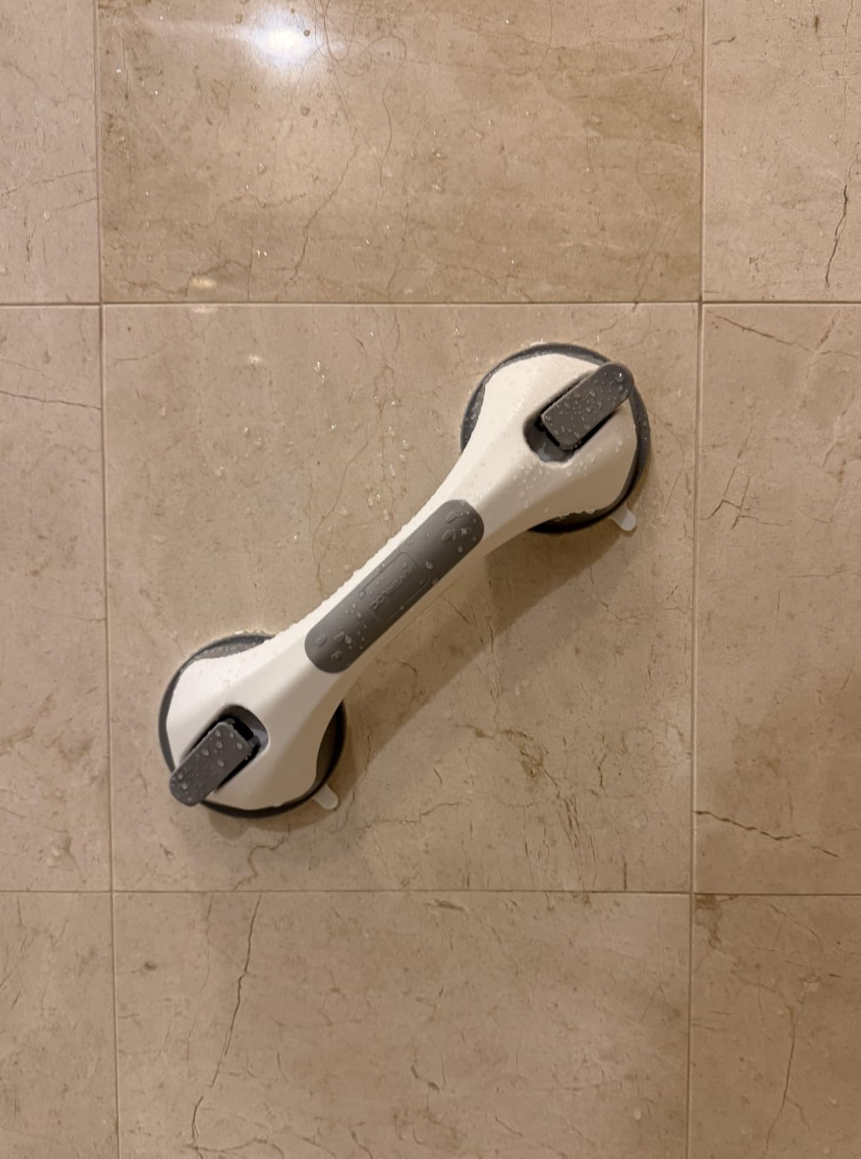 LEVERLOC Grab Bars for Bathtubs and Showers 2 Pack Suction Grab Bar, Heavy Duty 12 Inch Shower Handle Removable Bath Handrails for Seniors and Elderly, Bathroom Safety Grip No Drilling Waterproof Grey customer photo 2