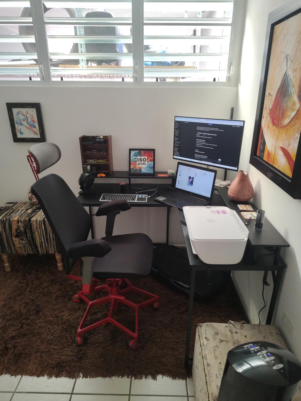 Huuger L Shaped Gaming Desk with Power Outlets & LED Lights, Computer Desk with Monitor Shelves, Home Office Desk, Corner Gaming Desk with Hooks, Black customer photo 1