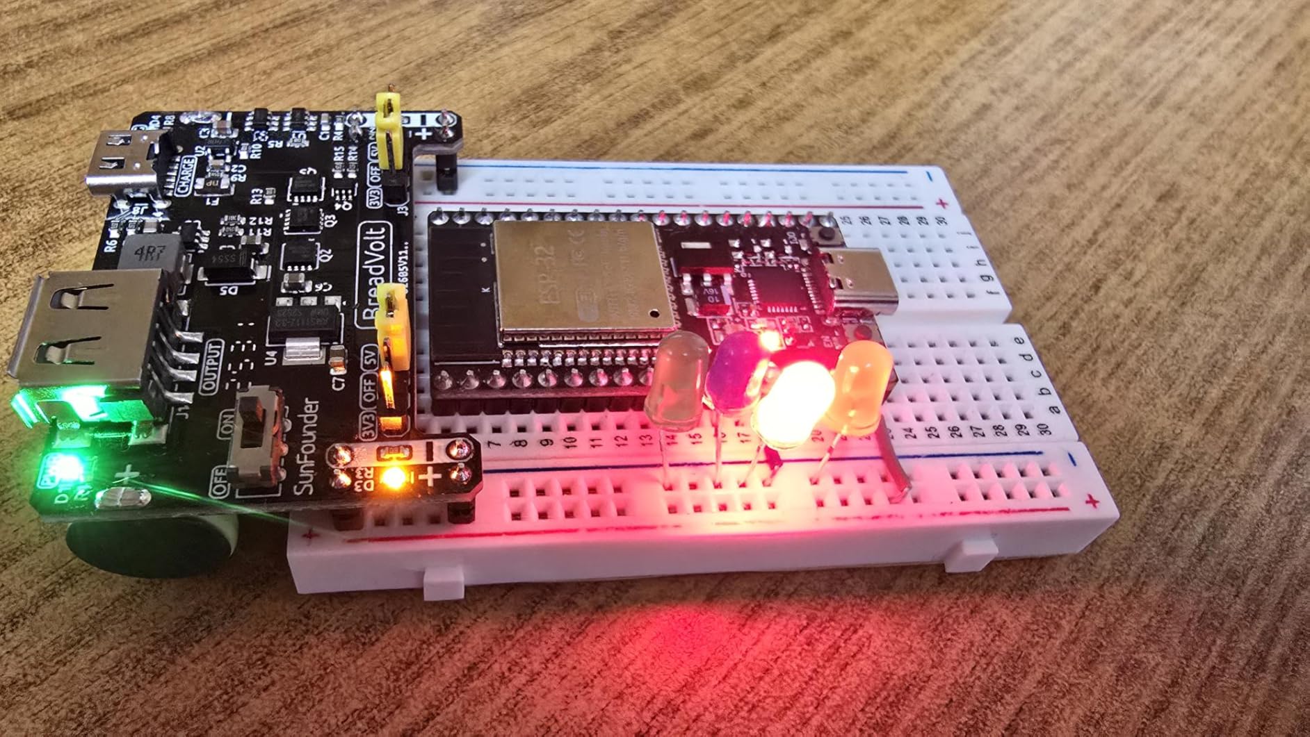 SunFounder BreadVolt Breadboard Power Supply Module Built-in Power Module Compatible with Arduino, Raspberry Pi, Pico W, ESP32, 5V/1.5A, 3.3V/1A, USB Output (Breadboard NOT Included) customer photo 1