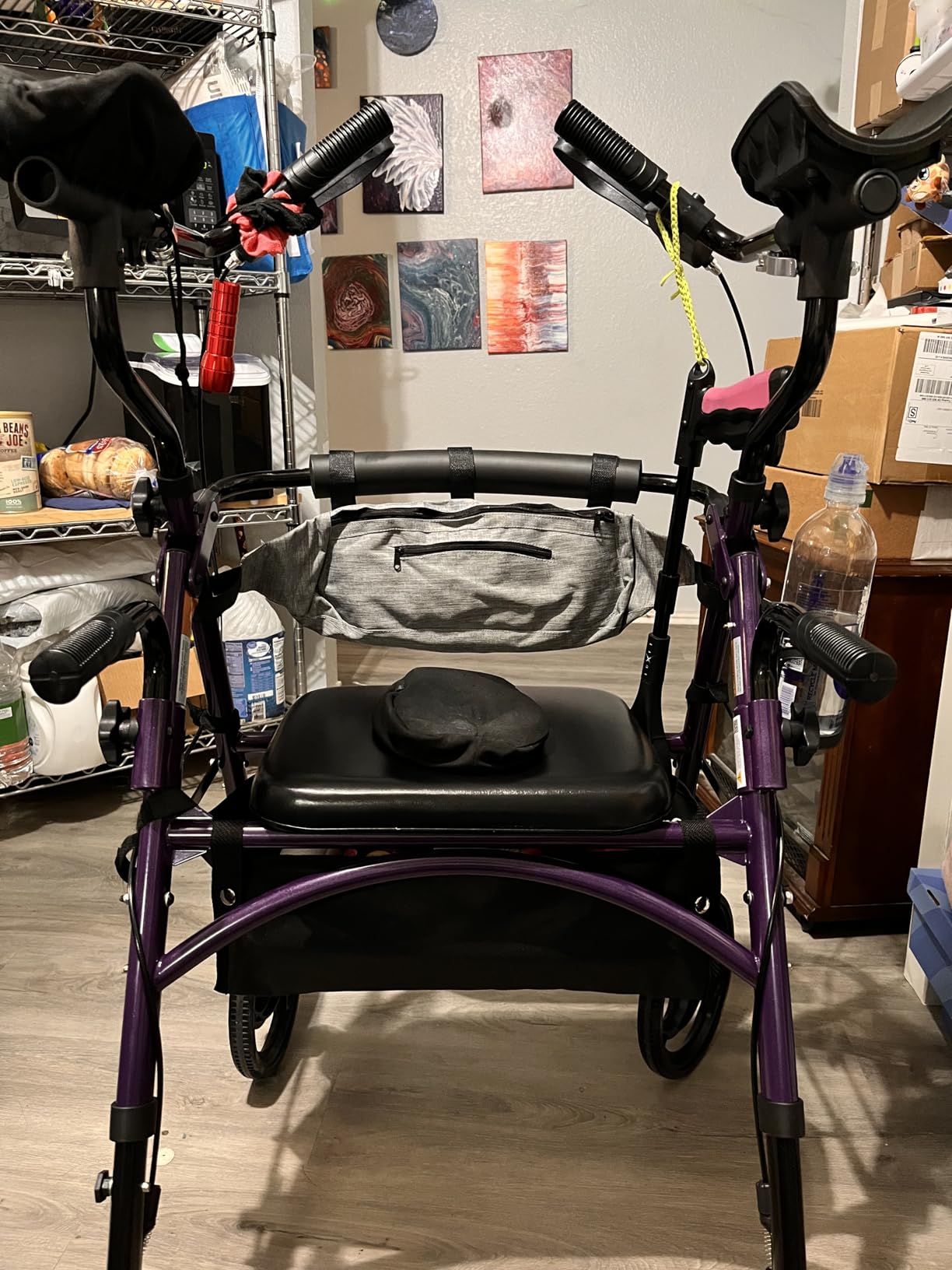 ELENKER Upright Rollator Walker, Stand Up Walkers for Seniors with Armrest, Front Pouch, 10”Wheels, Sponge Padded Seat and Backrest, Fully Adjustment Frame, Orange customer photo 1