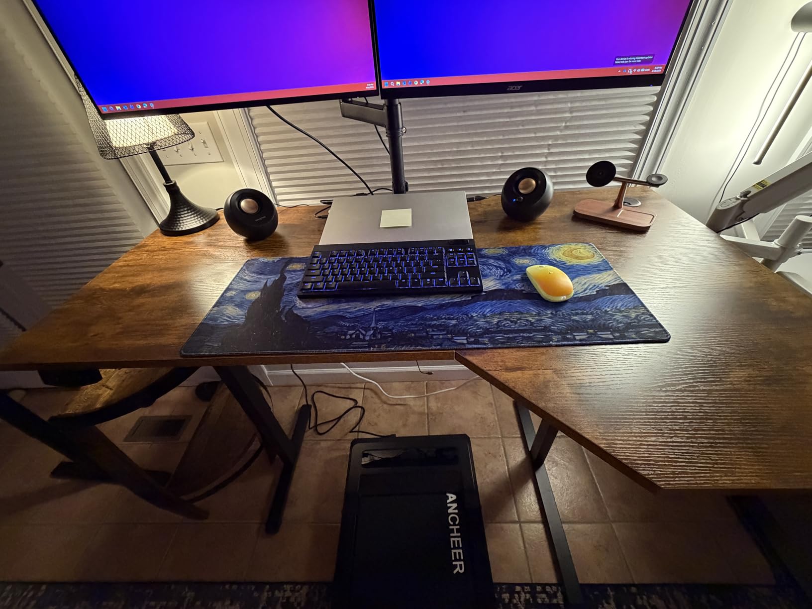 Klicelor 55 Inch Large Electric Standing Desk, Height Adjustable Office Desk, Sit Stand Up Computer Gaming Desk with Memory Preset, Two-Piece Desktop, Rustic Brown customer photo 1