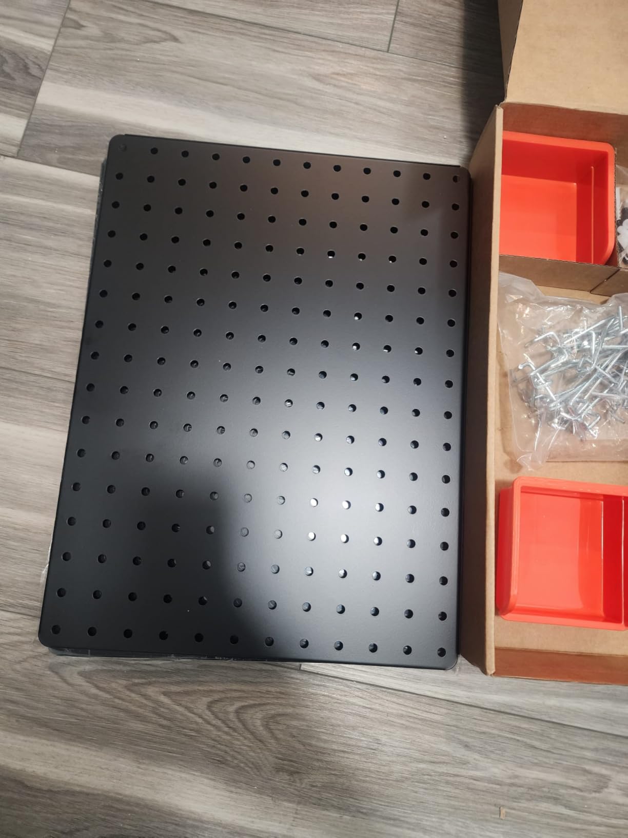 Peg Board, 110pcs Metal Pegboard Kit, Includes 4 Pack Black Peg Board Panels with Accessories and Hook Locks, Large Heavy Duty Peg Boards for Walls Home, Garage Tool Storage, Workbench customer photo 1