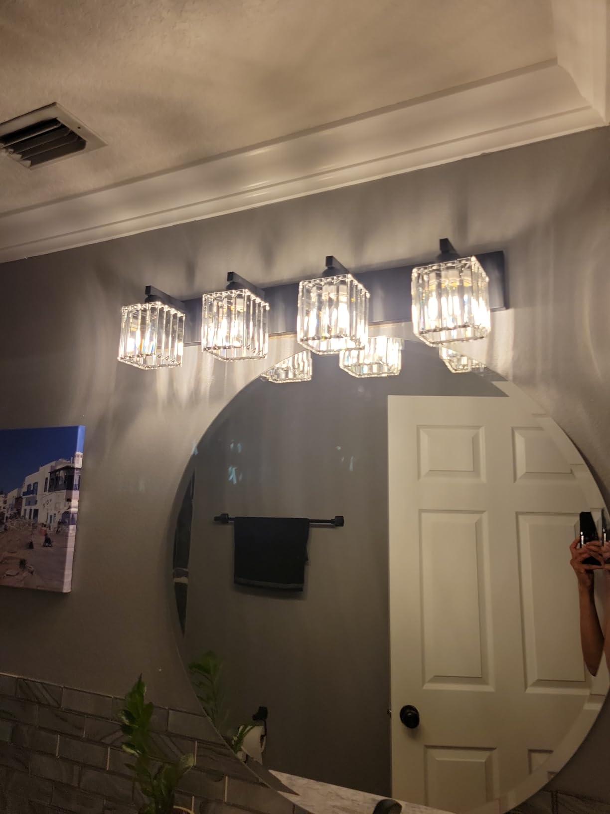 Aipsun Brushed Nickel Vanity Light Bathroom Lighting Fixtures 3 Light Crystal Modern Bathroom Vanity Light (Exclude Bulb) customer photo 2