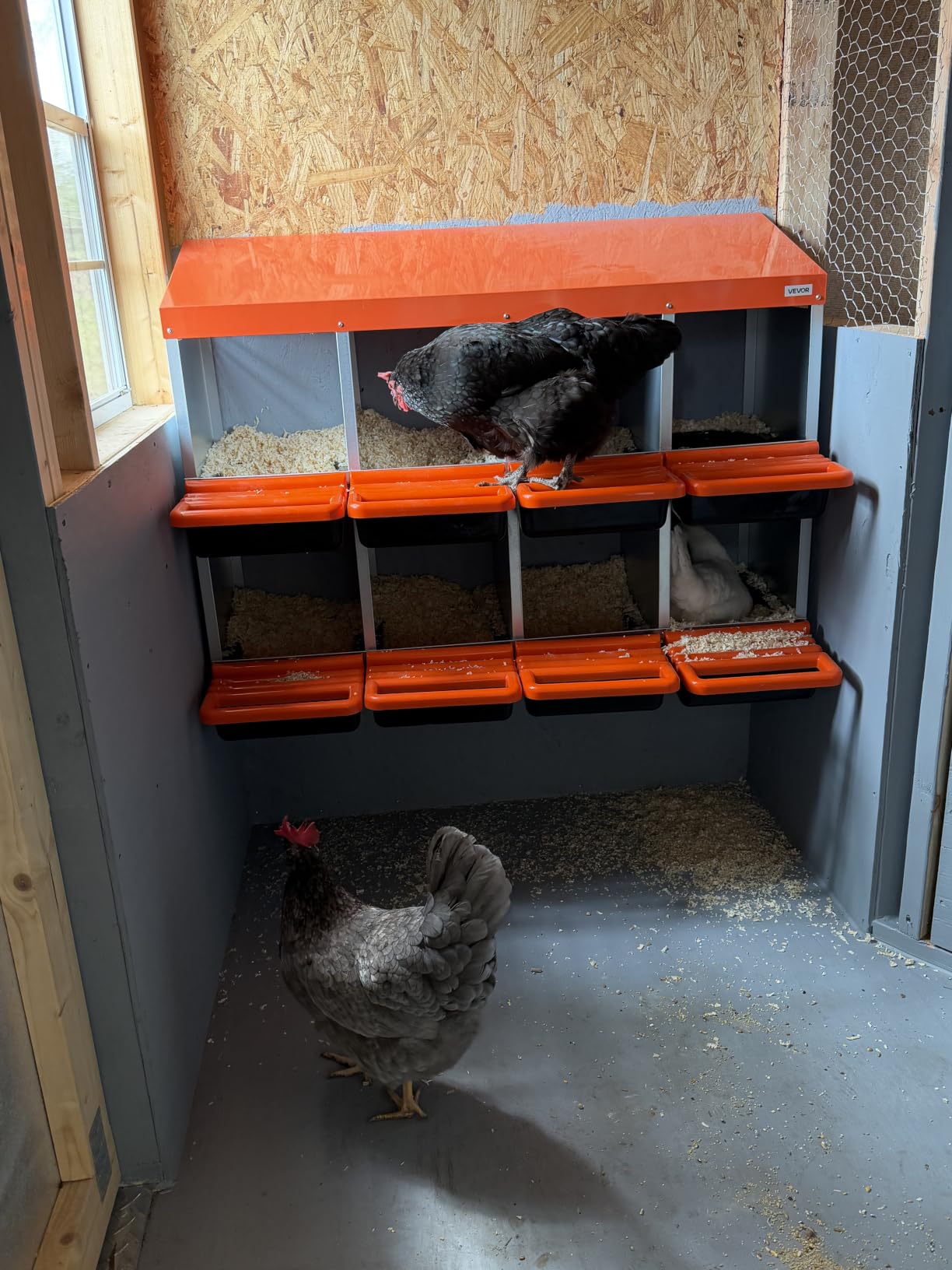 VEVOR 2 Tiers Chicken Nesting Boxes, 8 Compartments, Metal Egg Laying Boxes with Protective Collection Lids, Roll Out Nesting Box, Easy to Assemble, Ideal for Hens, Ducks, Chickens, and Other Poultry customer photo 1