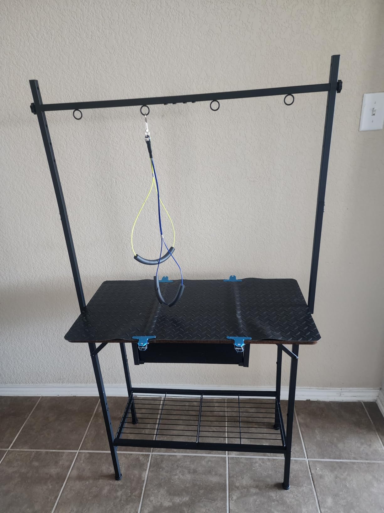 Dog Grooming Table with Drawers and Mesh Tray,32 Inch Adjustable Pet Grooming Table with Non-slip Removable Washable Mat and EVA Protective Lanyard ,Professional Grooming Table for small Dogs at Home customer photo 2