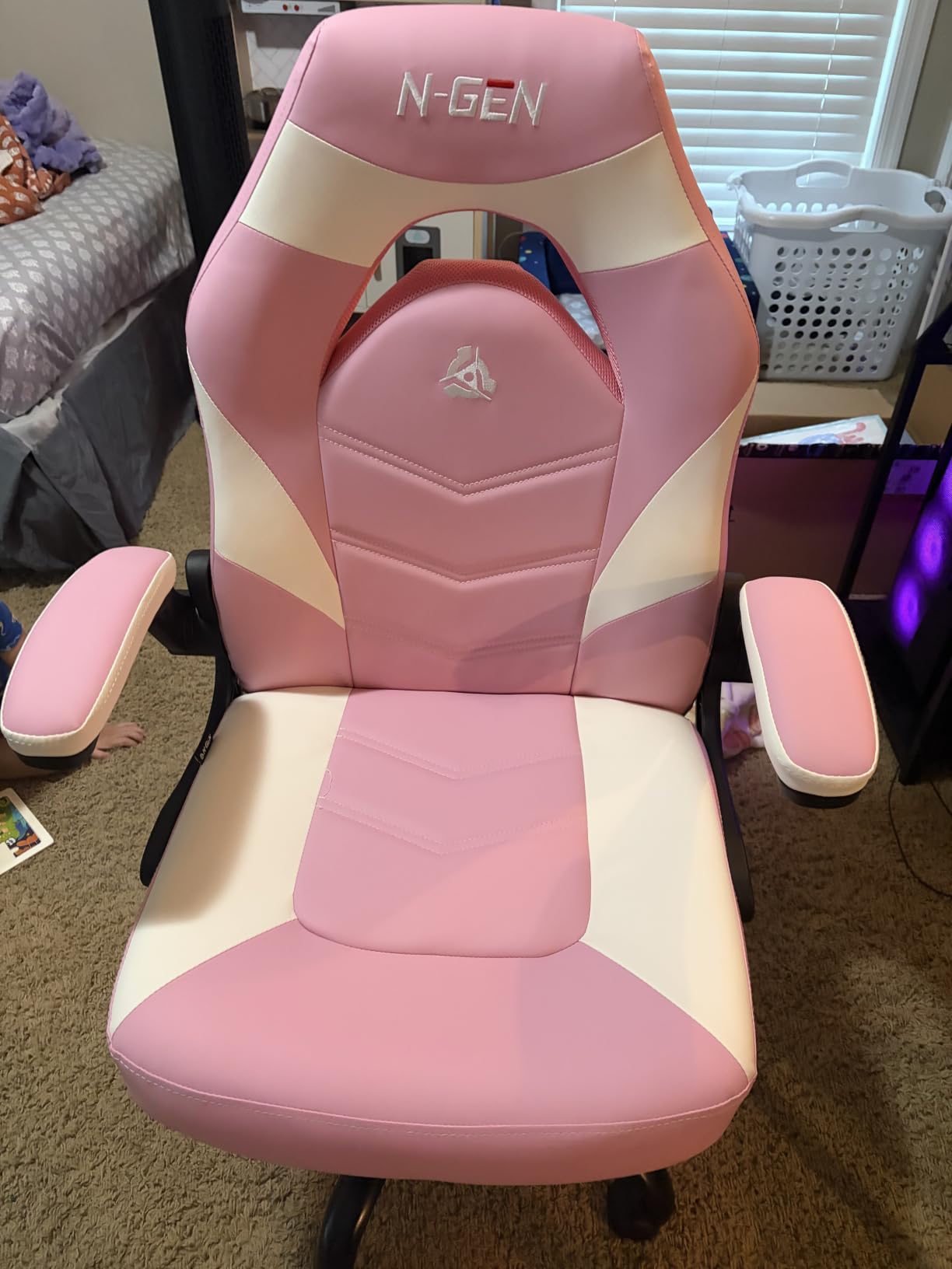 N-GEN Gaming Gaming Chair, Lumbar, PU Leather, Flip-Up Arms, Jet Black customer photo 1