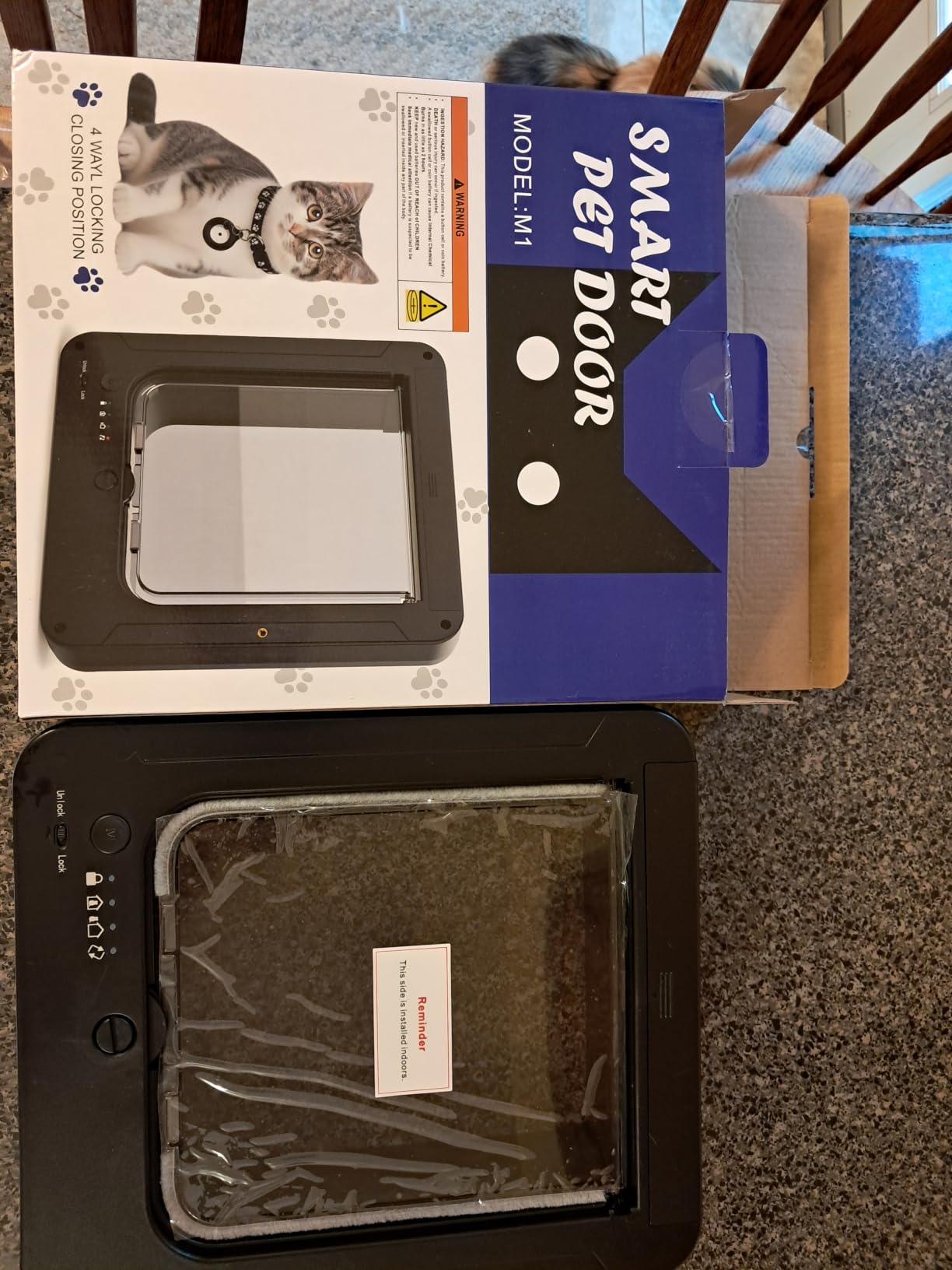Smart Cat Door with 4 Collar Sensor Key, RFID Cat Door Collar Activated with Remote Control, 4 Way Locking Cat Flap Automatic Pet Door Interior & Exterior(White) customer photo 1