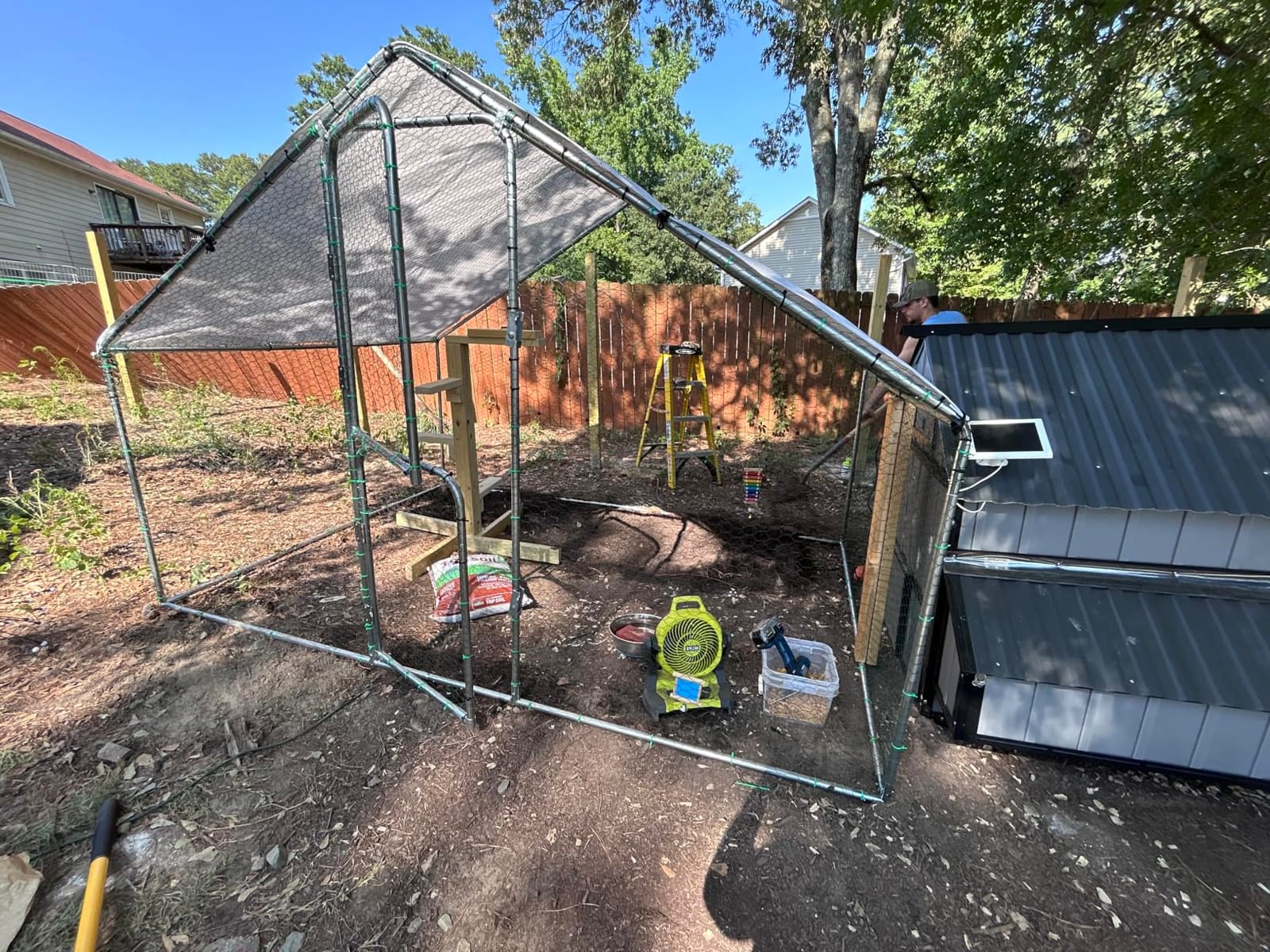 UDPATIO Large Metal Chicken Coop Walk in Run House Pen Galvanized Frame customer photo 2